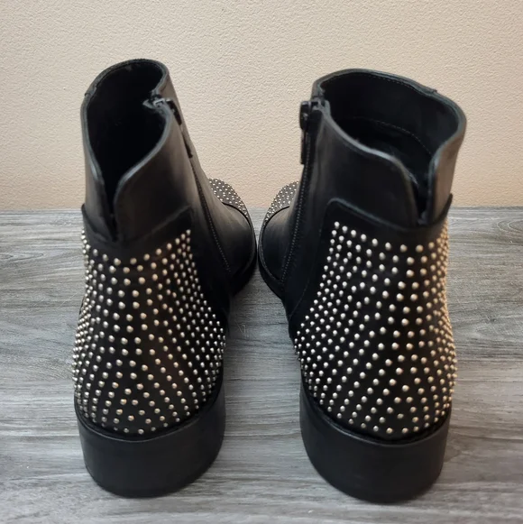 Stelle Monelle Studded Black Leather Ankle Boots Size 40 - Picture 8 of 13